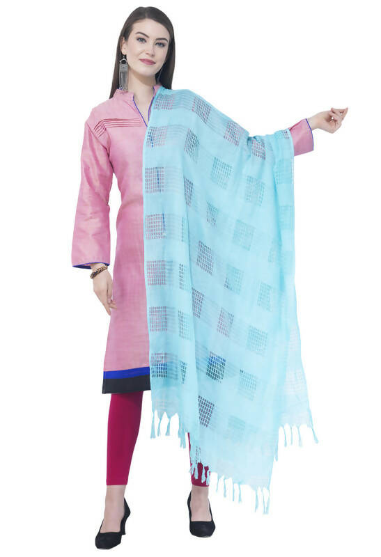 Mominos Fashion Moeza Navy Blue Window Cotton Dupatta | Grocsy