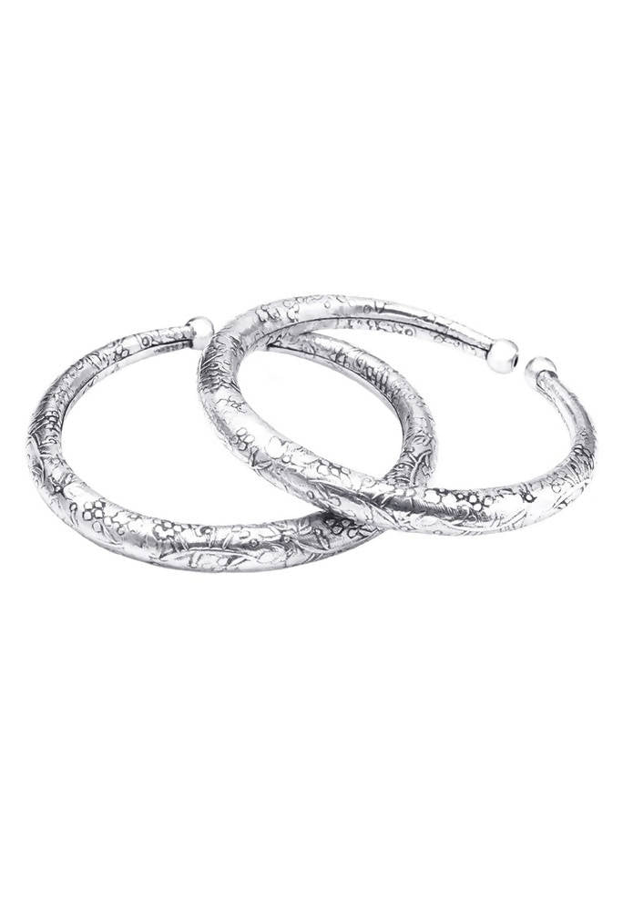 Mominos Fashion Kamal Johar Oxidised Silver Pressing Style Anklets | Grocsy
