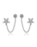 Premium Jewellery - Silver Toned Cz Studded Rhodium - Plated Contemporary Handcrafted Drop Earrings - Wahe Jewels - Swadesiicart