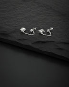 Premium Jewellery - Silver Toned Cz Studded Rhodium - Plated Contemporary Handcrafted Drop Earrings - Wahe Jewels - Swadesiicart