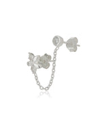 Premium Jewellery - Silver Toned Cz Studded Rhodium - Plated Contemporary Handcrafted Drop Earrings - Wahe Jewels - Swadesiicart