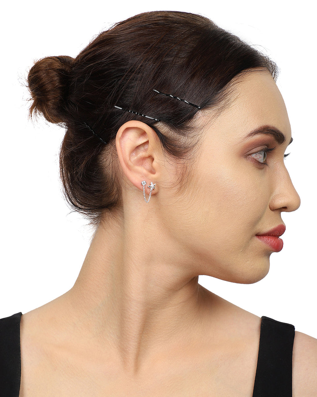 Premium Jewellery - Silver Toned Cz Studded Rhodium - Plated Contemporary Handcrafted Drop Earrings - Wahe Jewels - Swadesiicart