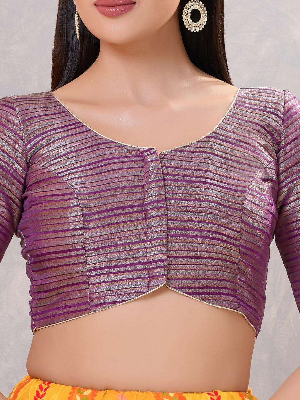 Joban Fashion Women Silk Purple Stitched Blouse | Grocsy