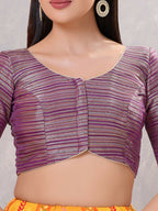 Joban Fashion Women Silk Purple Stitched Blouse | Grocsy
