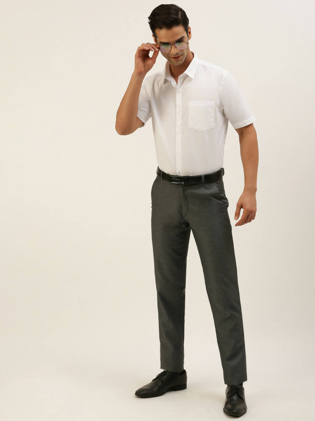 Ramraj Cotton Mens Half Sleeve Formal 100 % Cotton White Shirt | Grocsy