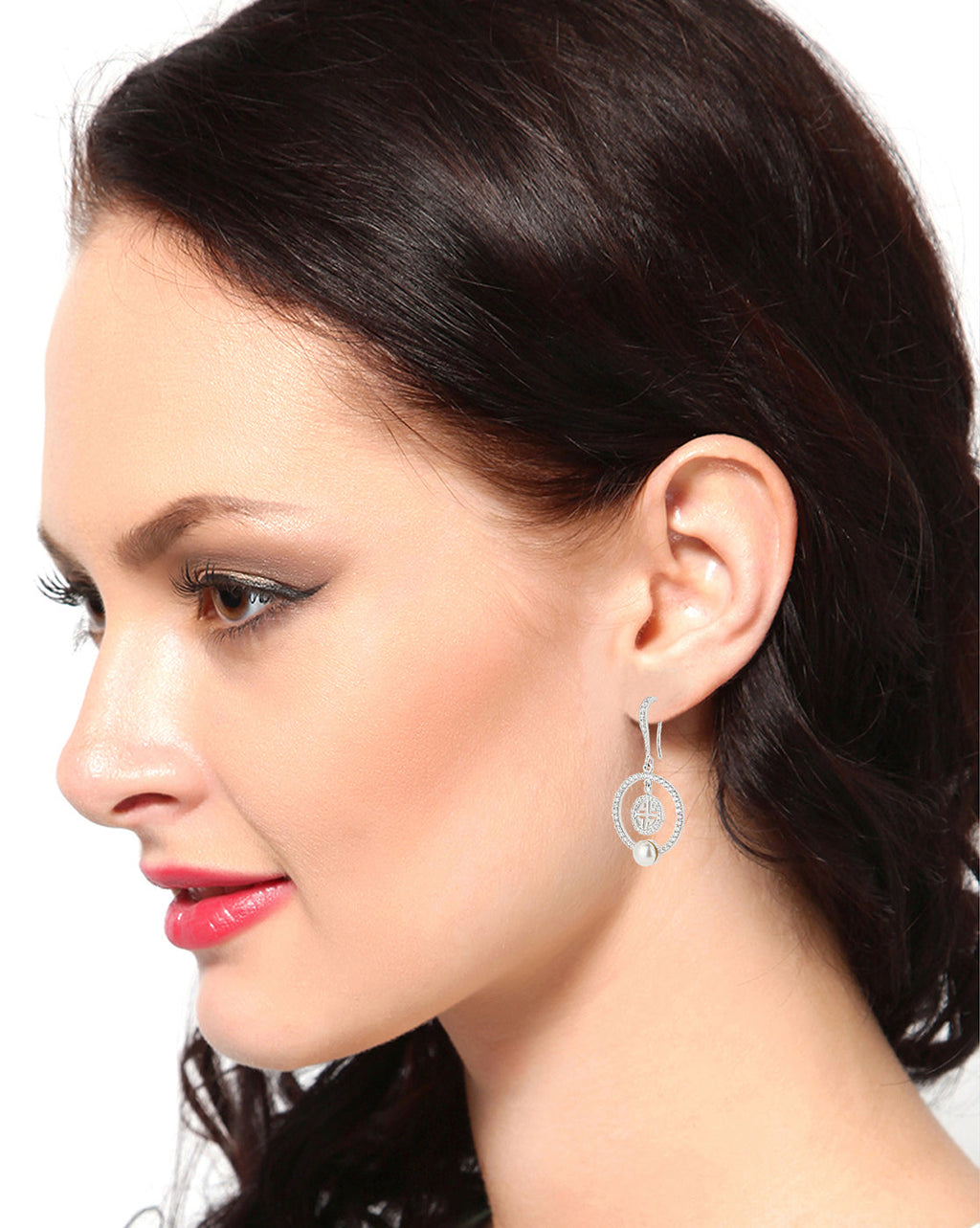Rose Gold-Polished Cz Drop Earring With Dangling Heart For Women - Wahe Jewels - Swadesiicart