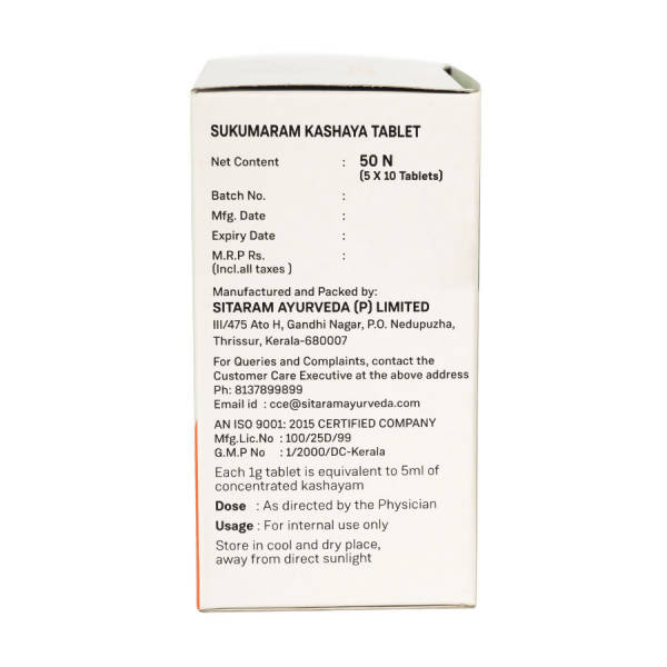 Sitaram Ayurveda Sukumaram Kashaya Tablet | Grocsy