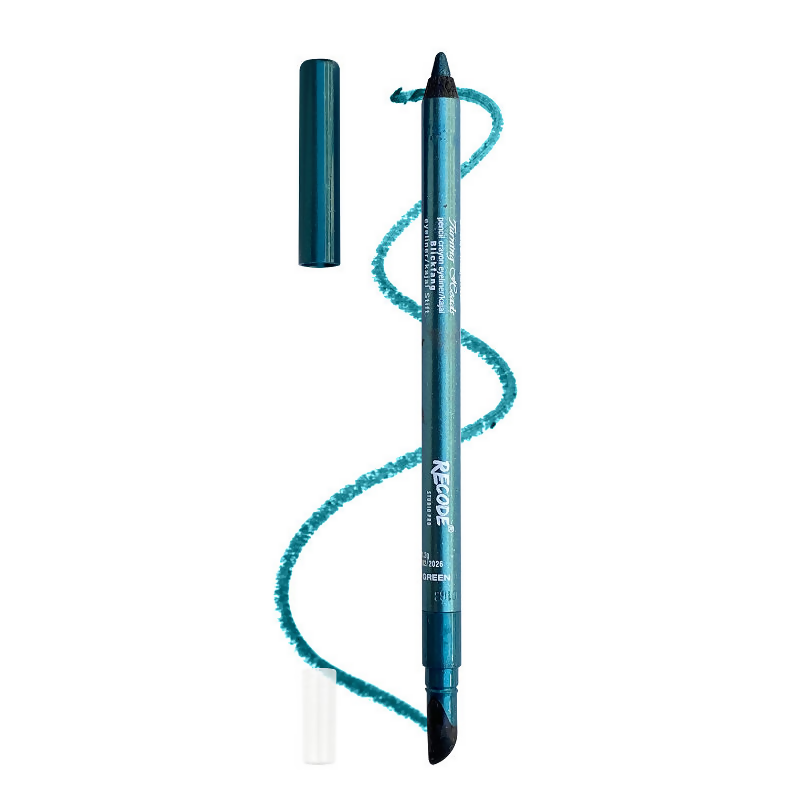 Recode Turning Heads Crayon Gel Eyeliner Cum Kajal Pencil - Glittery Green | Grocsy