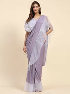 Light Purple Lycra Solid Ready to Wear Saree with stitched Blouse - Nita | Grocsy