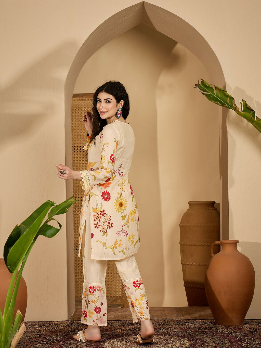 Joban Fashion Printed Cream Pure Cotton Cord Set | Grocsy