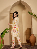 Joban Fashion Printed Cream Pure Cotton Cord Set | Grocsy