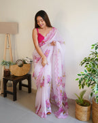 Vamsee Divisha White Organza Saree | Grocsy