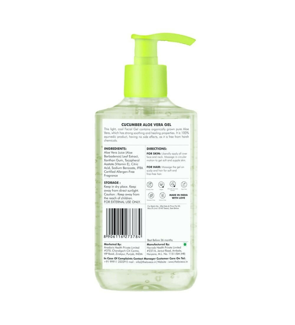 The Love Co. Cucumber Aloe Vera Gel For Face | Grocsy