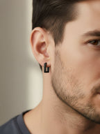 NVR Men's Set of 3 Multicolour Geomatric Shaped Hoop Earrings | Grocsy