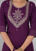 Ethnic Festive Wear Reyon Wine Stitched Suit With Dupatta - Tanisha | Grocsy