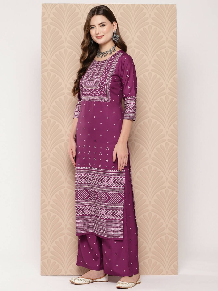 Ahalyaa Women's Traditional wear Kurta Set - Purple | Grocsy