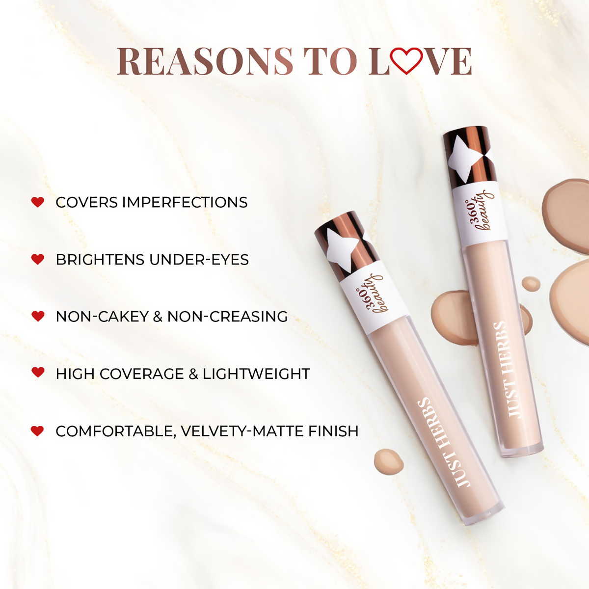 Just Herbs Full Cover Natural Filter Finish Concealer - Ivory | Grocsy