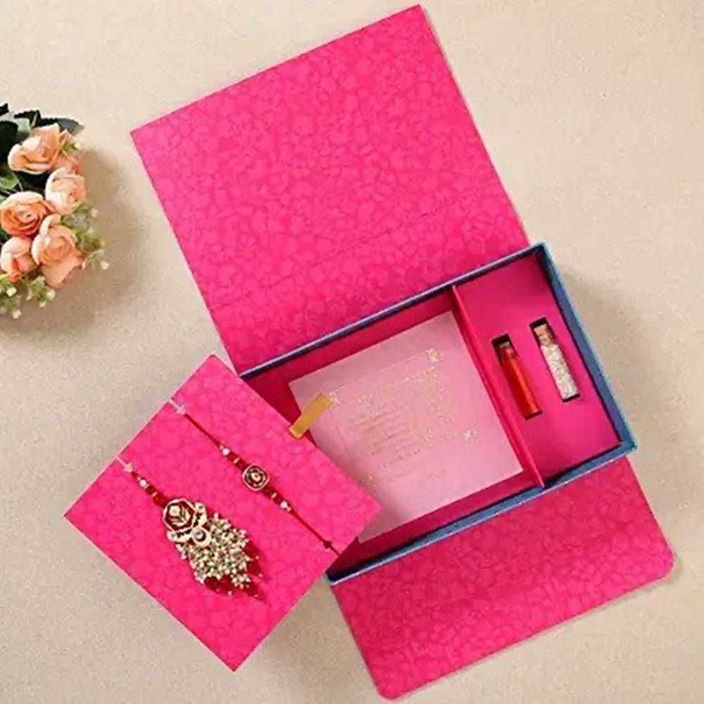 Beautiful Red Bhaiya Bhabhi Kumba Rakhi Set | Grocsy