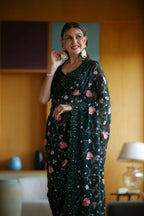 Vamsee Ashi Green Georgette Saree | Grocsy