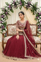 Teeya Creation Womens New Trendy Stylish Anarakali Lehenga Set - Red | Grocsy