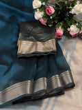 Shree Shyam Fashion Organza Sea Green Saree | Grocsy
