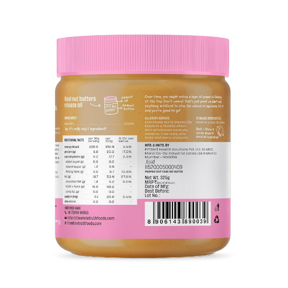 The Whole Truth Unsweetened Peanut Butter - Creamy | Grocsy