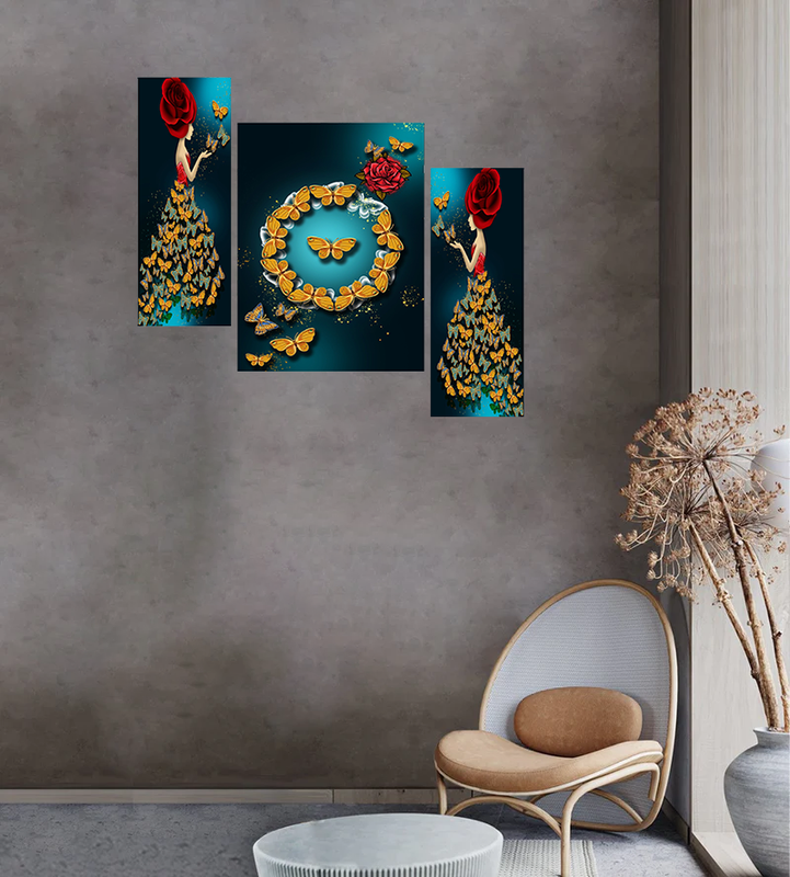 Tehzeeb Creations Set Of 3 Digital Wall Painting | Grocsy