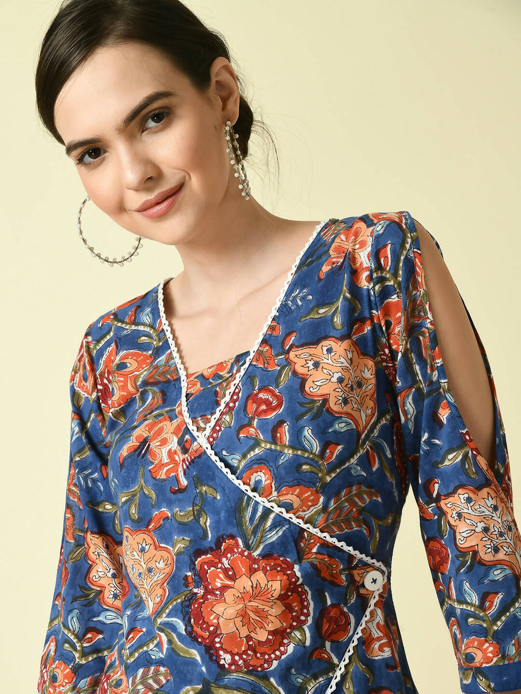 Myshka Women's Blue Floral Printed A-Line Dress | Grocsy