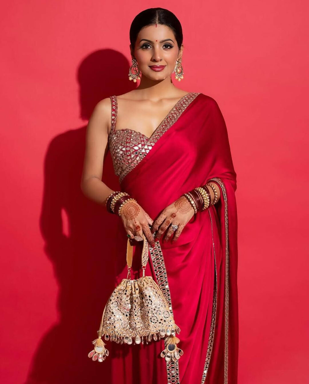 Joban Fashion Red Rangoli silk Party Wear Sarees | Grocsy