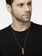 NVR Men's Set of 2 Gold & Blue Geomatric Pendent With Chain | Grocsy
