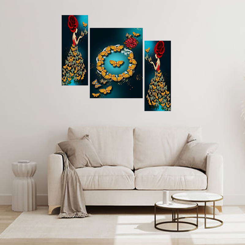 Tehzeeb Creations Set Of 3 Digital Wall Painting | Grocsy