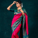 DEIANA'S Beautiful Designer Golden zari Soft Lichi Silk Saree - Pink | Grocsy