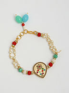 NVR Women & Men Set of 2 Multicolor Stone-Studded & Beaded Bhaiya Bhabhi Rakhi With Roli Chawal & Chocolate | Grocsy