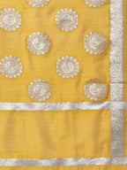Myshka Women Yellow Silk Blend Solid Sleeveless Round Neck Neck Kurta Palazzo Dupatta Set | Grocsy