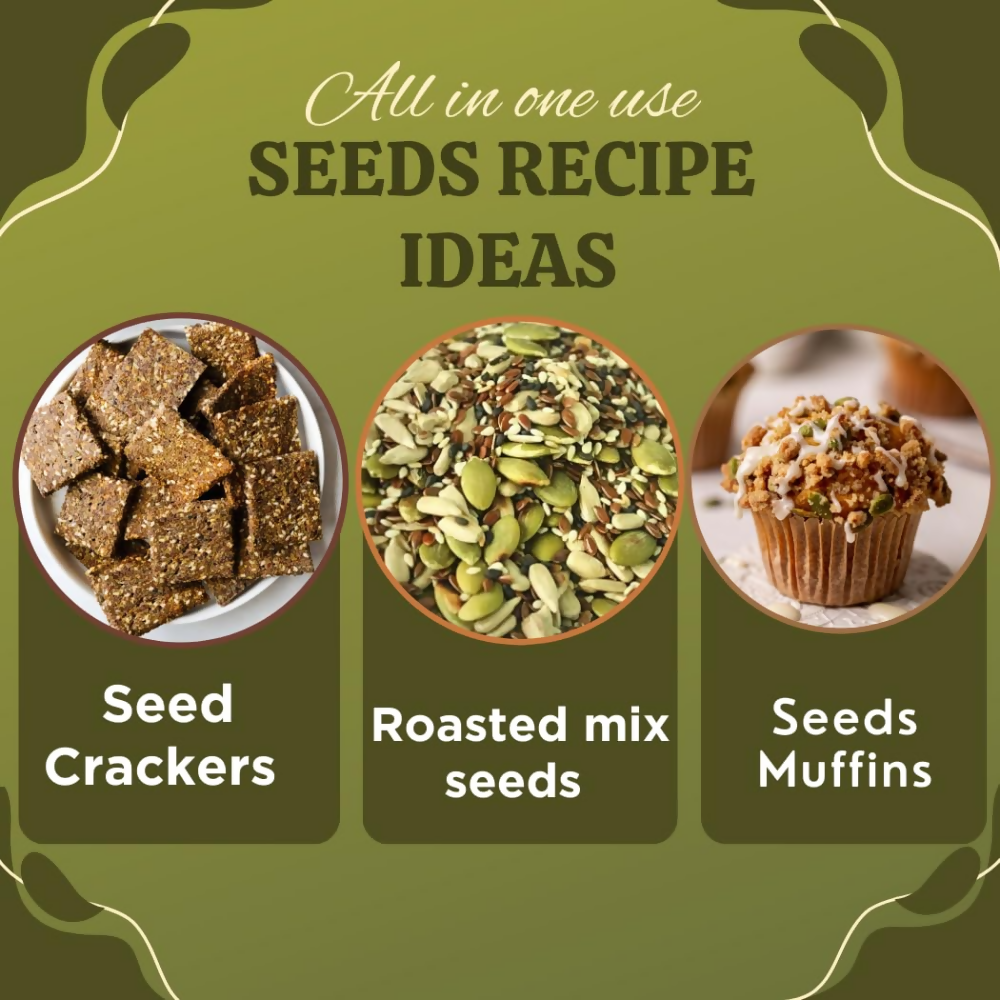 Nature Yard Raw Seeds Combo Pack - Pumpkin, Chia, sunflower & Flax Seeds | Grocsy