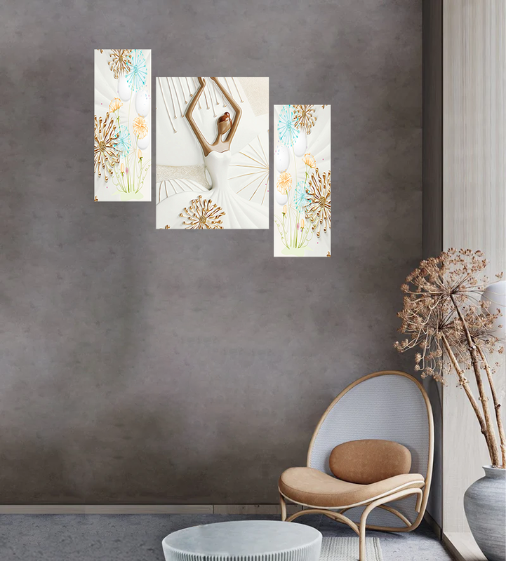 Tehzeeb Creations Set Of 3 Digital Wall Painting | Grocsy