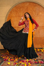 AI Fashion Black Crepe Designer Navratri Wear Lehenga Choli Collection | Grocsy
