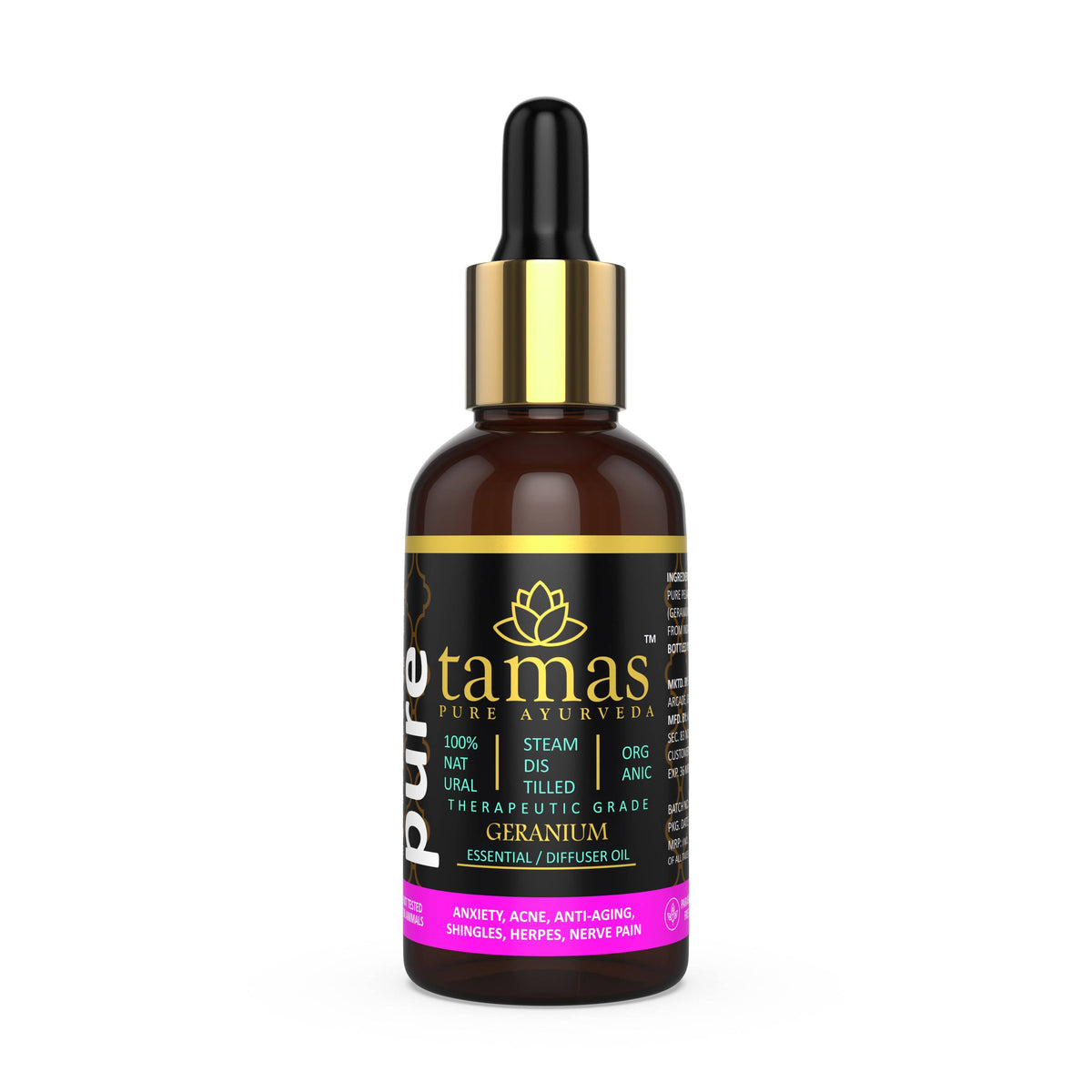 Tamas Pure Ayurveda 100% Organic Geranium Essential Oil - USDA Certified Organic | Grocsy