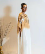 Timaraa Camel Beige To Ivory Ombre Embellished Kaftan Dress | Grocsy