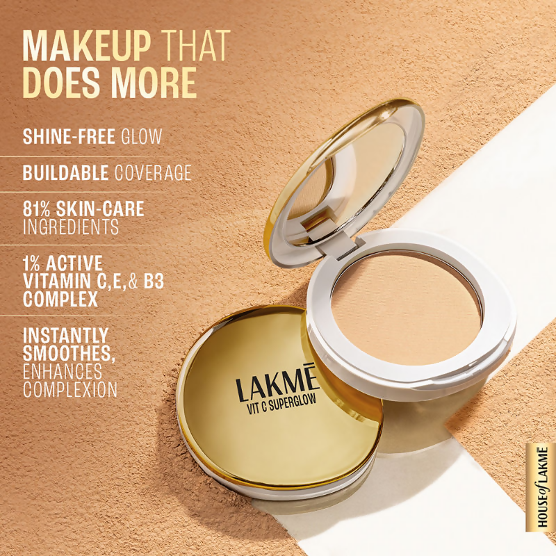 Lakme Vitamin C Superglow Skin Perfecting Compact with 1 % Vit C - Ivory | Grocsy