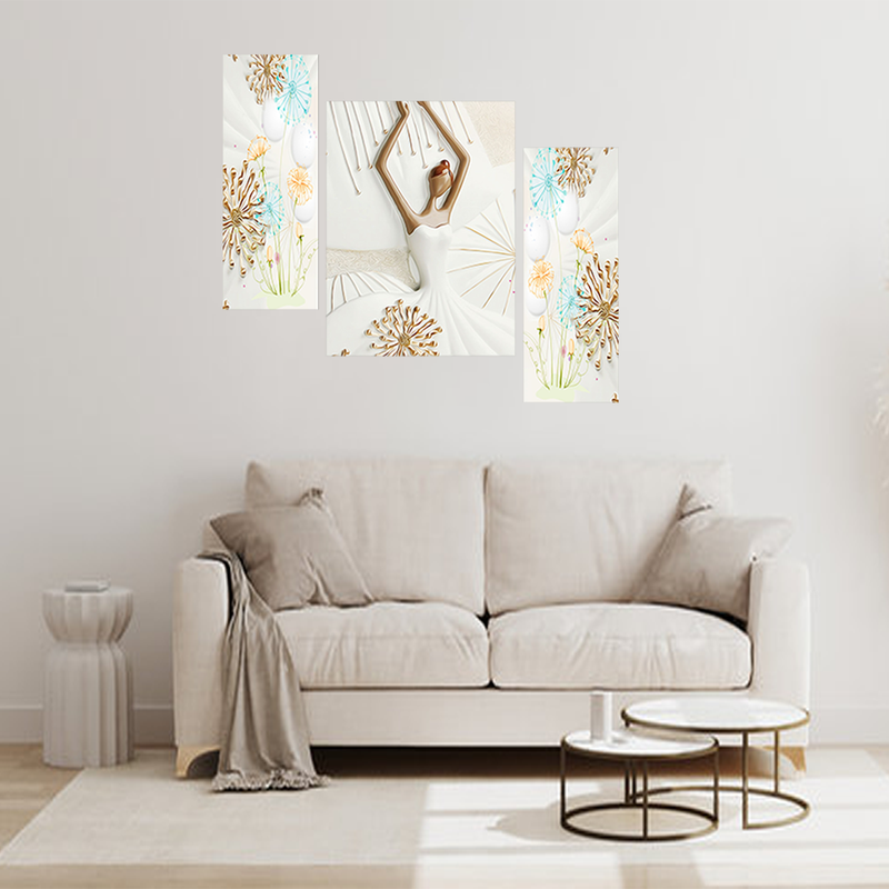 Tehzeeb Creations Set Of 3 Digital Wall Painting | Grocsy