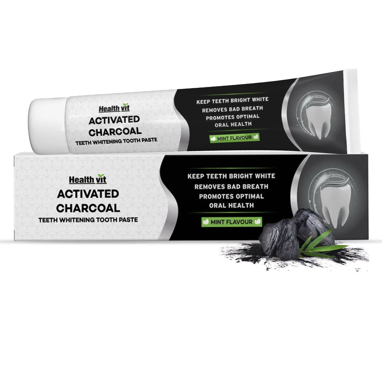 Healthvit Activated Charcoal Toothpaste | Grocsy