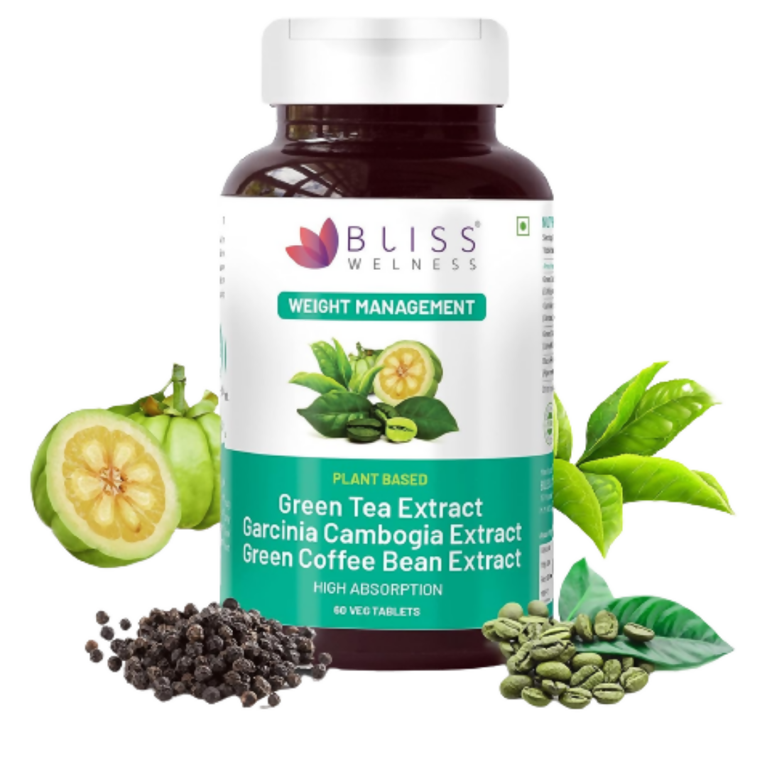 Bliss Welness Green Tea + Garcinia + Green Coffee Bean Extract Tablets | Grocsy