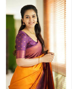 DEIANA'S Beautiful Designer Golden zari Soft Lichi Silk Saree - Yellow | Grocsy