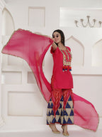 Joban Fashion Pink Kuslin Sharara Suit Set | Grocsy