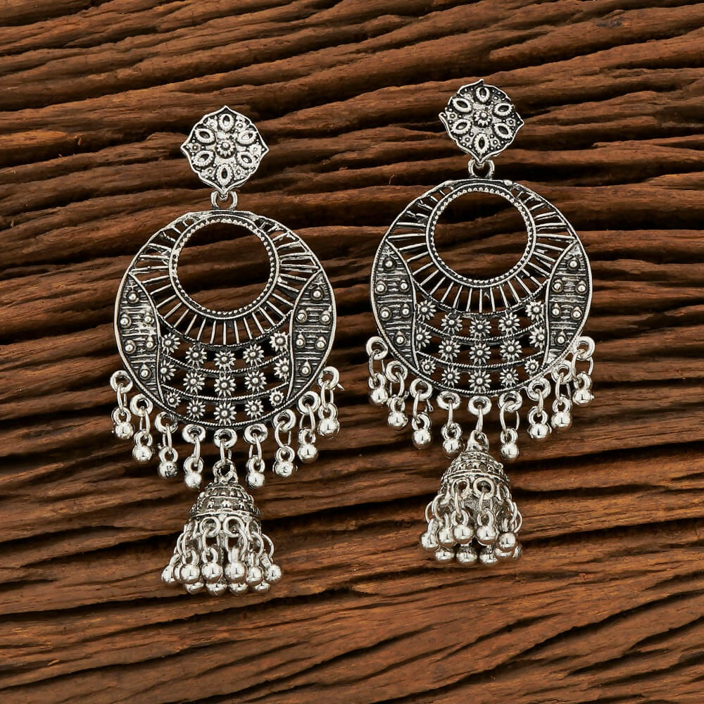 Joban Fashion Women Silver Black Oxidised Earrings | Grocsy