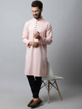 Even Apparels Pink Color Linen Pure Cotton Men's Kurta With Side Placket (SLD070) | Grocsy