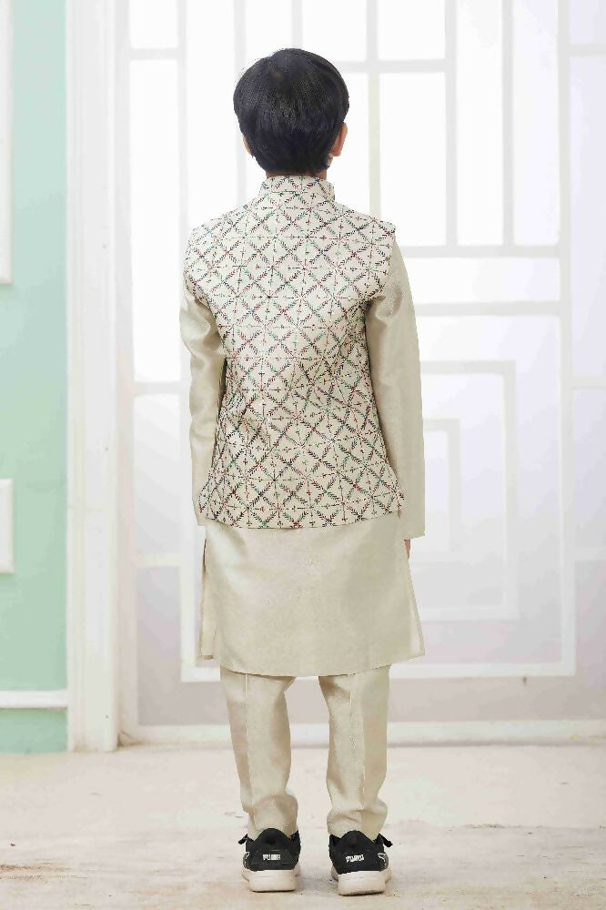 Raivat Ethnic Art Silk Embroidery Work 3 Pics Jacket Set In Pista Green Colour | Grocsy