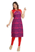 Snehal Creations Pure Purple Jacket Style Printed Sleeveless Kurti For Daily Wear | Grocsy