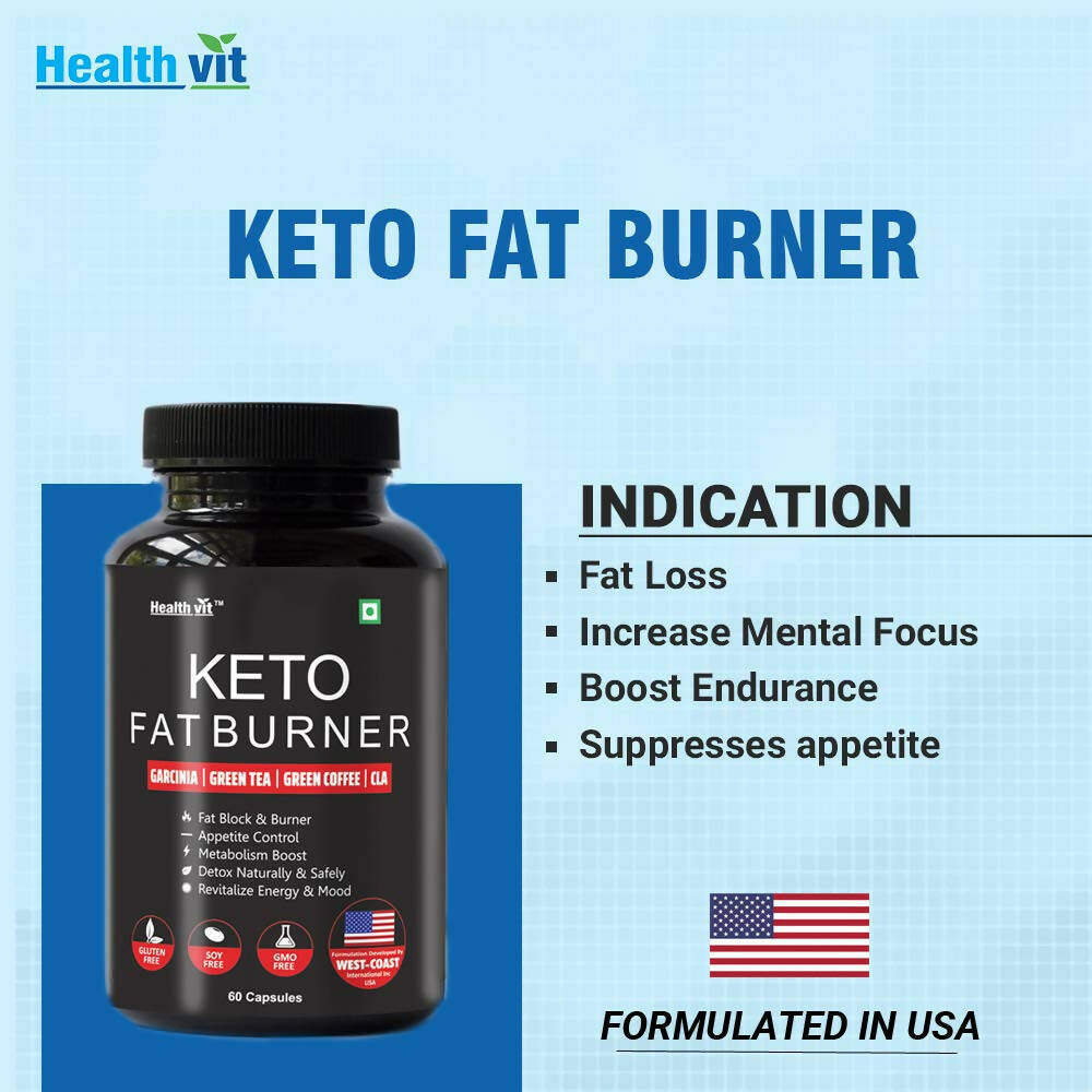 Healthvit Keto Fat Burner With Garcinia, Green Tea, Green Coffee Capsules | Grocsy